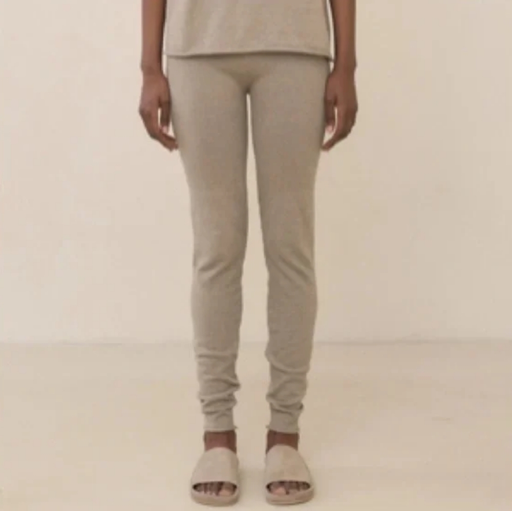 Lauren Manoogian Neutral Cashmere Cotton Ribbed Leggings • SZ 1/S